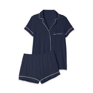 NWT Tommy John Women’s Pajama Set Navy And Pink lining trim Sz M